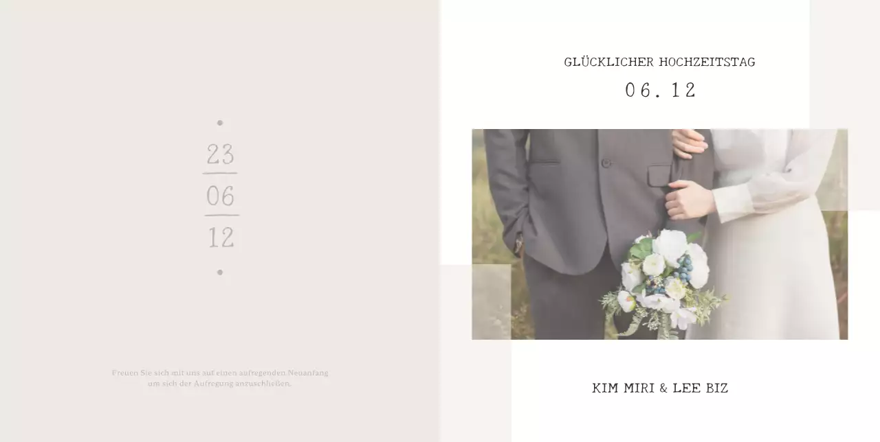Einfache, stilvolle Hochzeitseinladung mit beigem Hintergrund