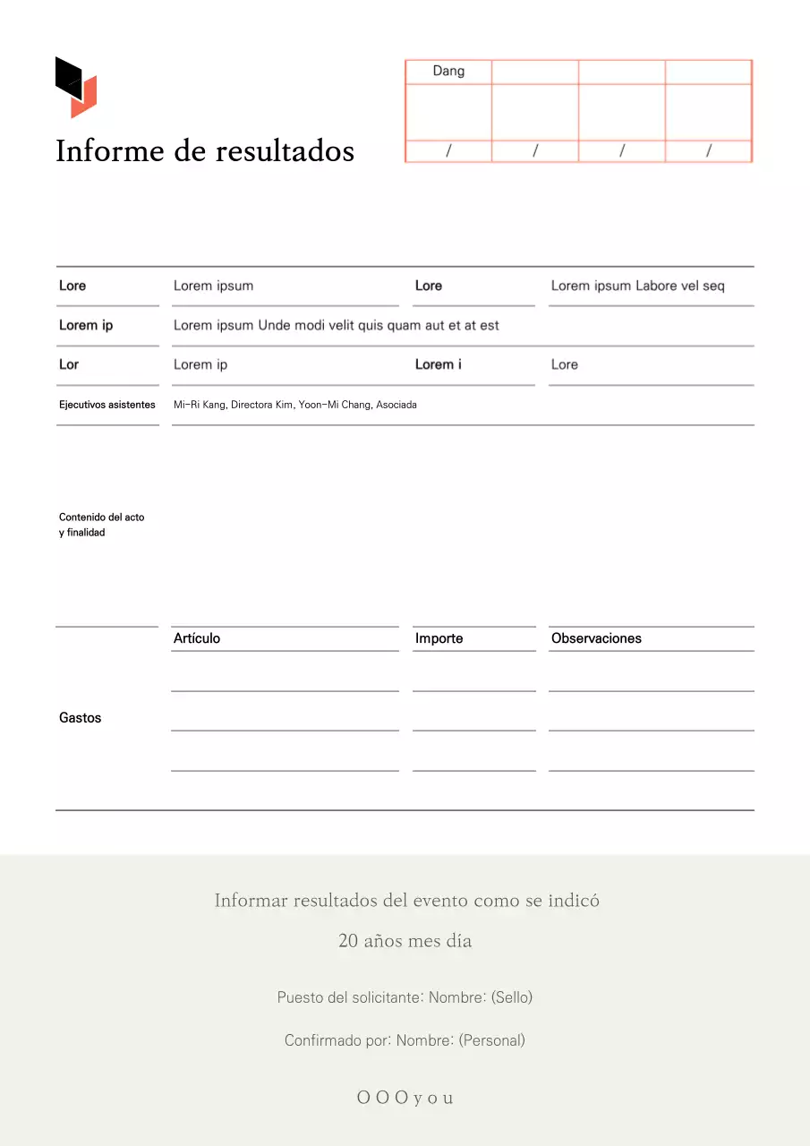 Informe de resultados limpio en blanco y beige