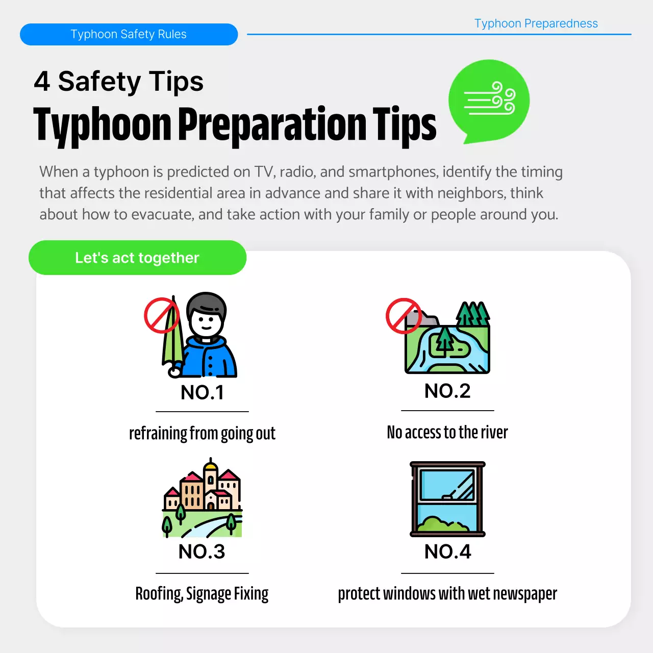 Green and chartreuse typhoon vs. clean safety theme