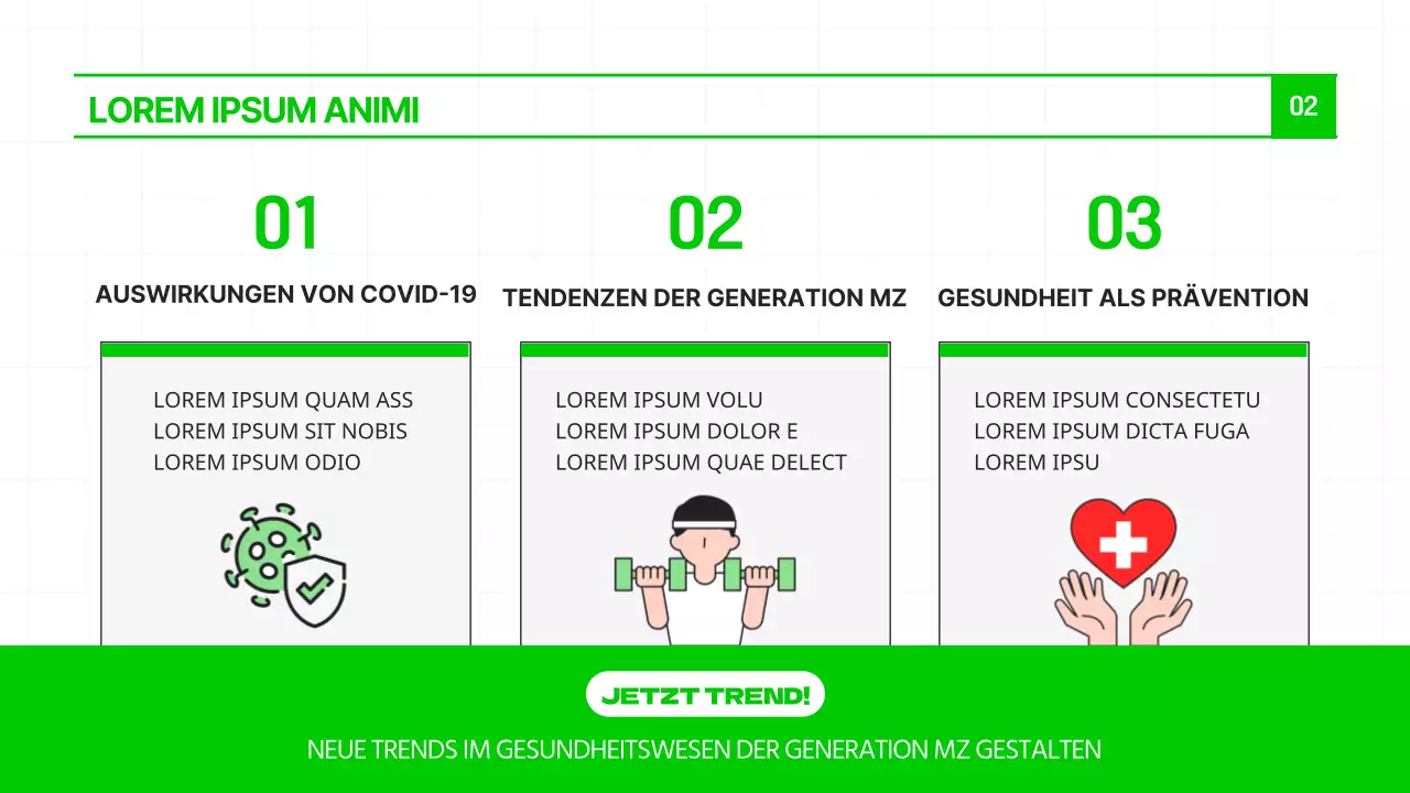 Eine moderne Vorlage, die den neuesten Trend zu "gesundem Genuss" und gesunder Ernährung in Chartreuse und Grün präsentiert.