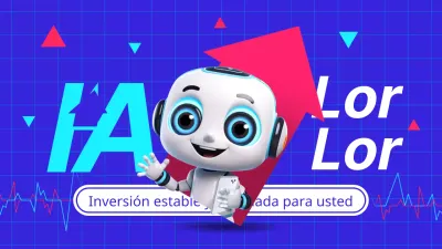 Un puesto cibernético de selección de acciones en rosa y azul.