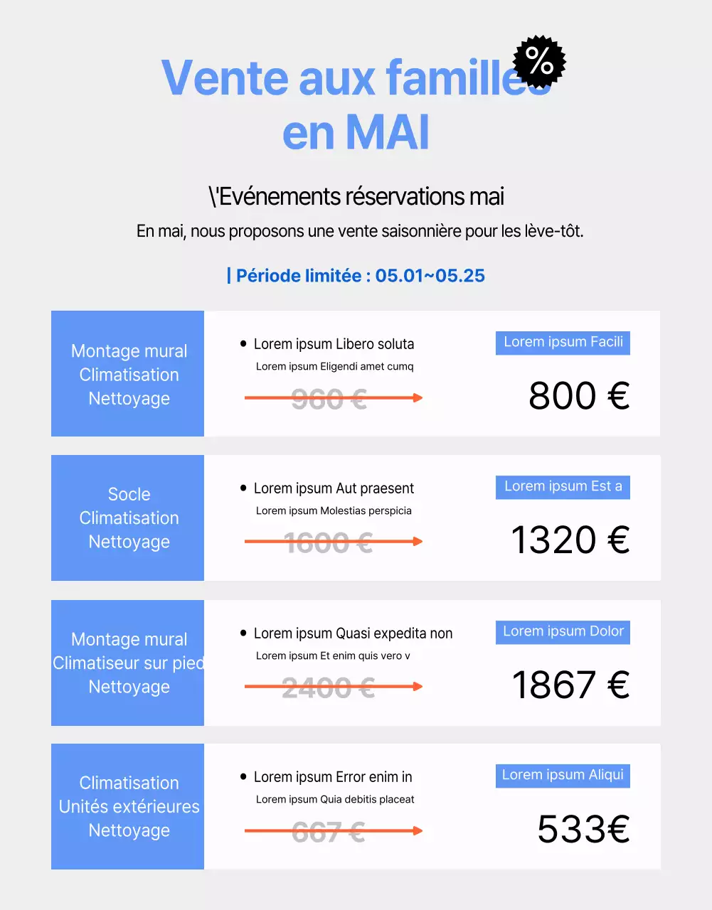 Climatisation propre et fraîche en blanc et bleu