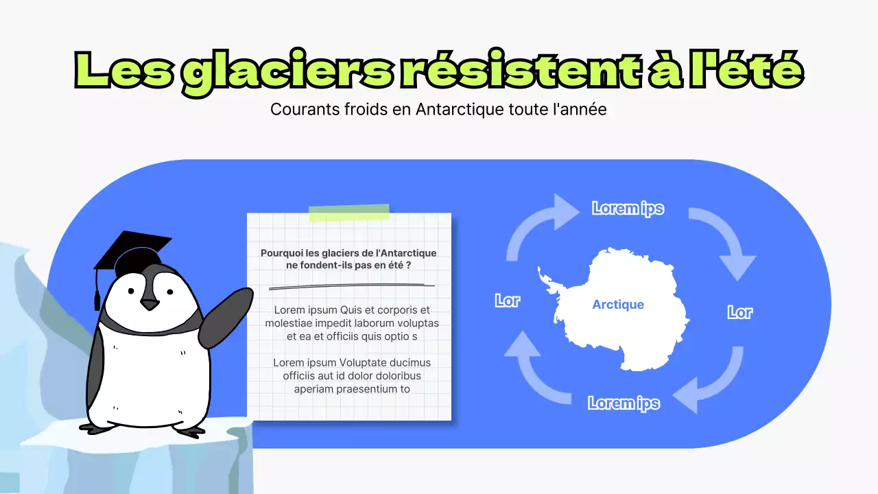 Éducation à l'Antarctique avec des éléments d'illustration de pingouins bleus