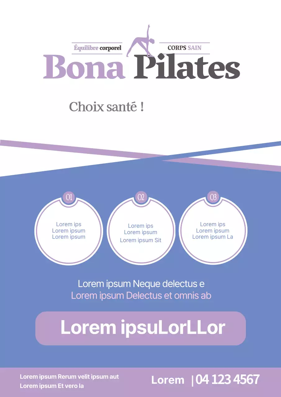 Promouvoir une école de Pilates simple avec des lignes et des formes violettes