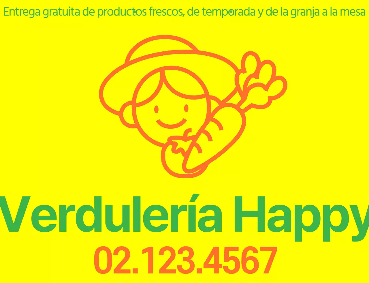 Tienda de verduras chaleco con la ilustración de línea simple en amarillo verde y naranja