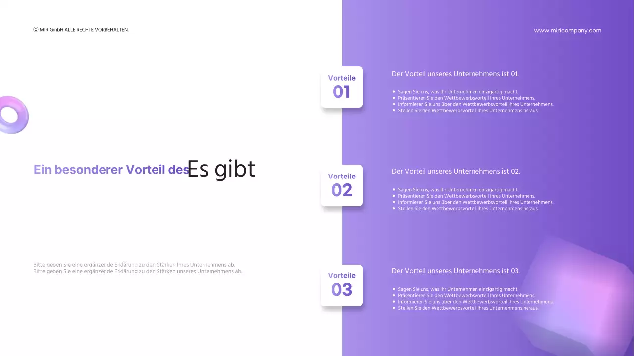 3D-Formen mit violettem Farbverlauf für Geschäftspräsentationen