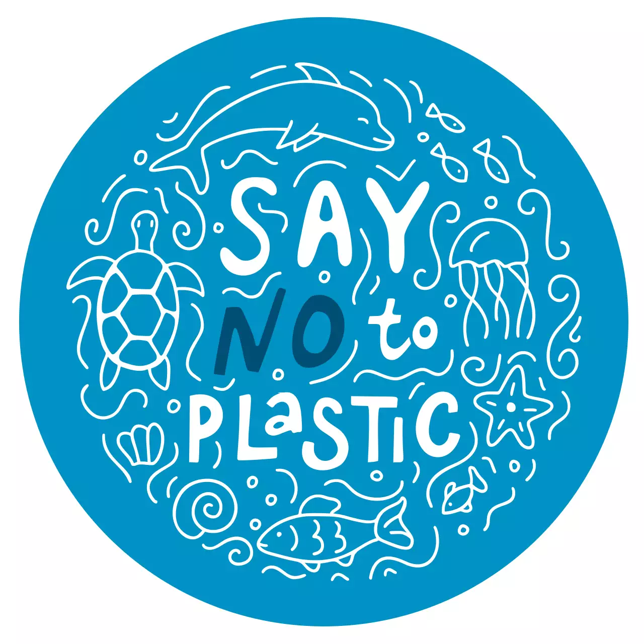 Tas ramah lingkungan dengan ilustrasi laut berwarna biru muda yang lucu dan ramah lingkungan