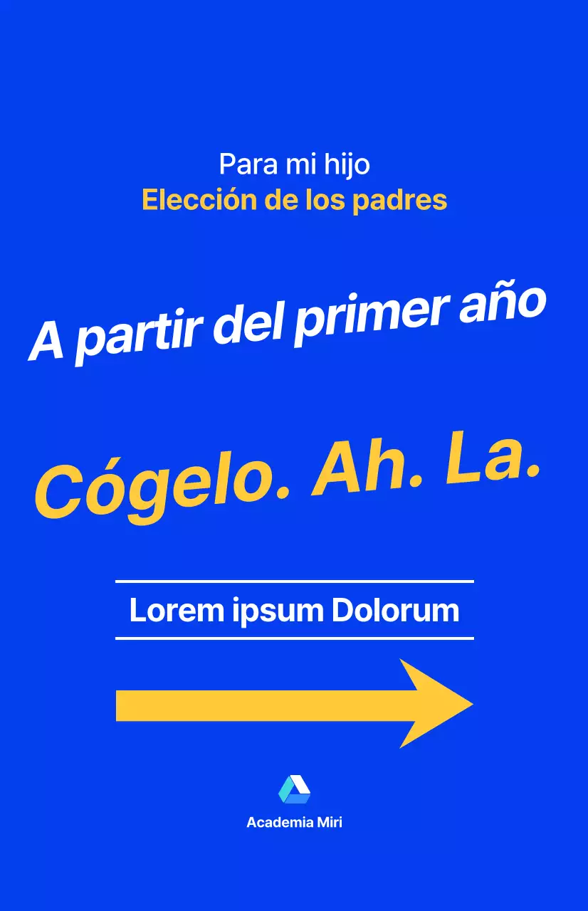 Sesión informativa de una academia para padres de alumnos de secundaria, con texto resaltado en azul y colores de acento fluorescentes.