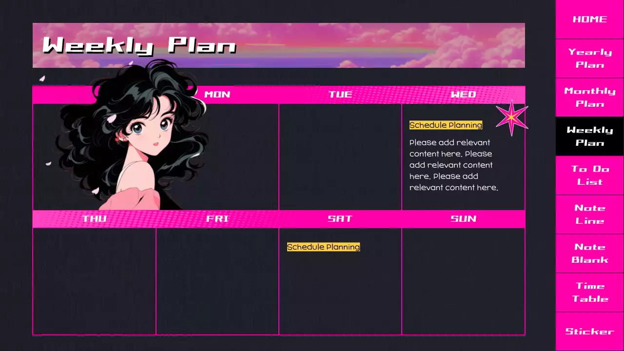 Pink Retro Planner Schedule Presentation