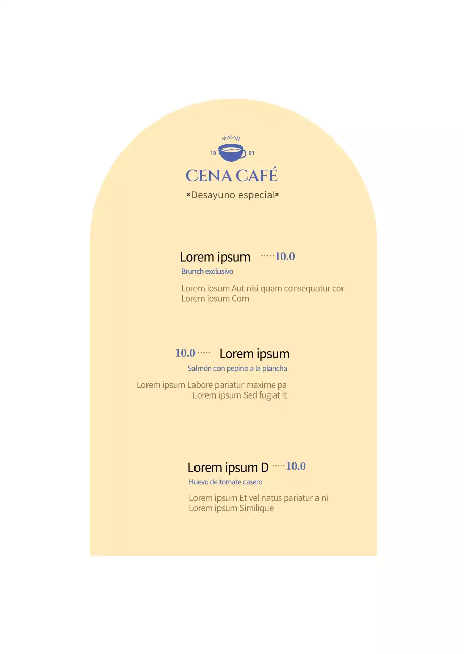 Carteles amarillos y azules para los menús