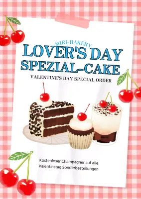 Werbung für eine Konditorei mit rotem Vintage-Look