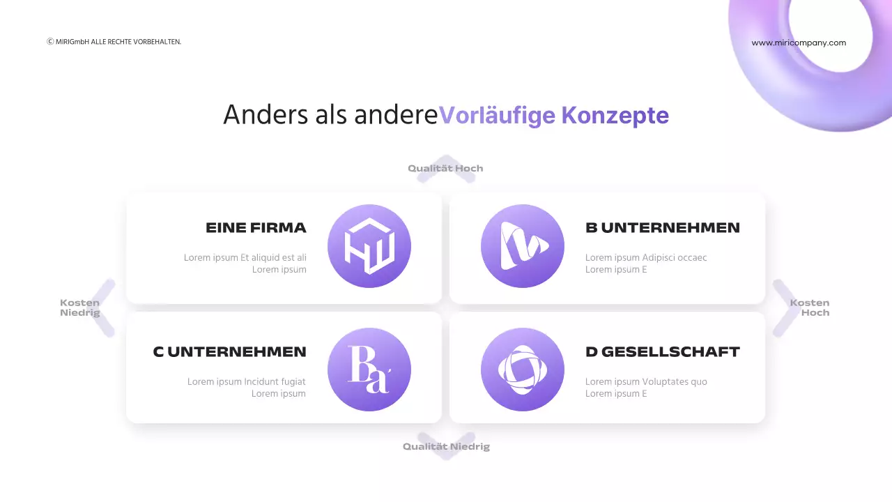 3D-Formen mit violettem Farbverlauf für Geschäftspräsentationen