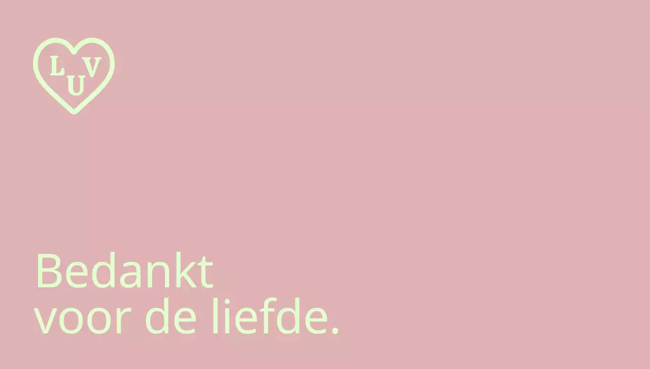 Een eenvoudige bedank-envelop met tekst en een hartvormige illustratie.