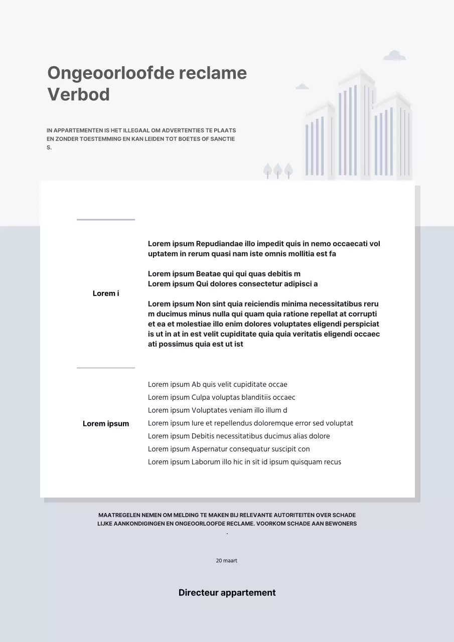 Geen reclame in lichtblauw appartement