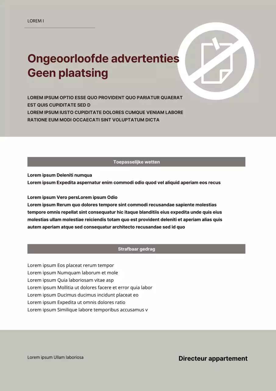 Geen reclame in bruine en grijze appartementen