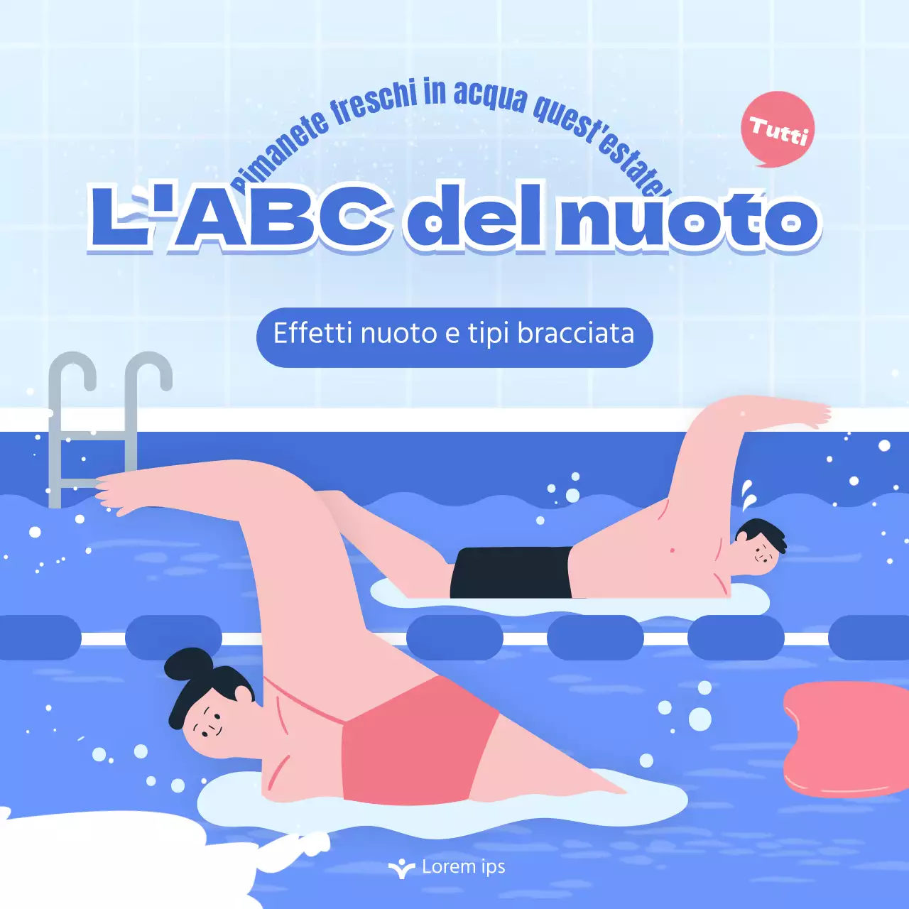 Punto blu rosa Illustrazione dalla A alla Z di Swimming CardNews