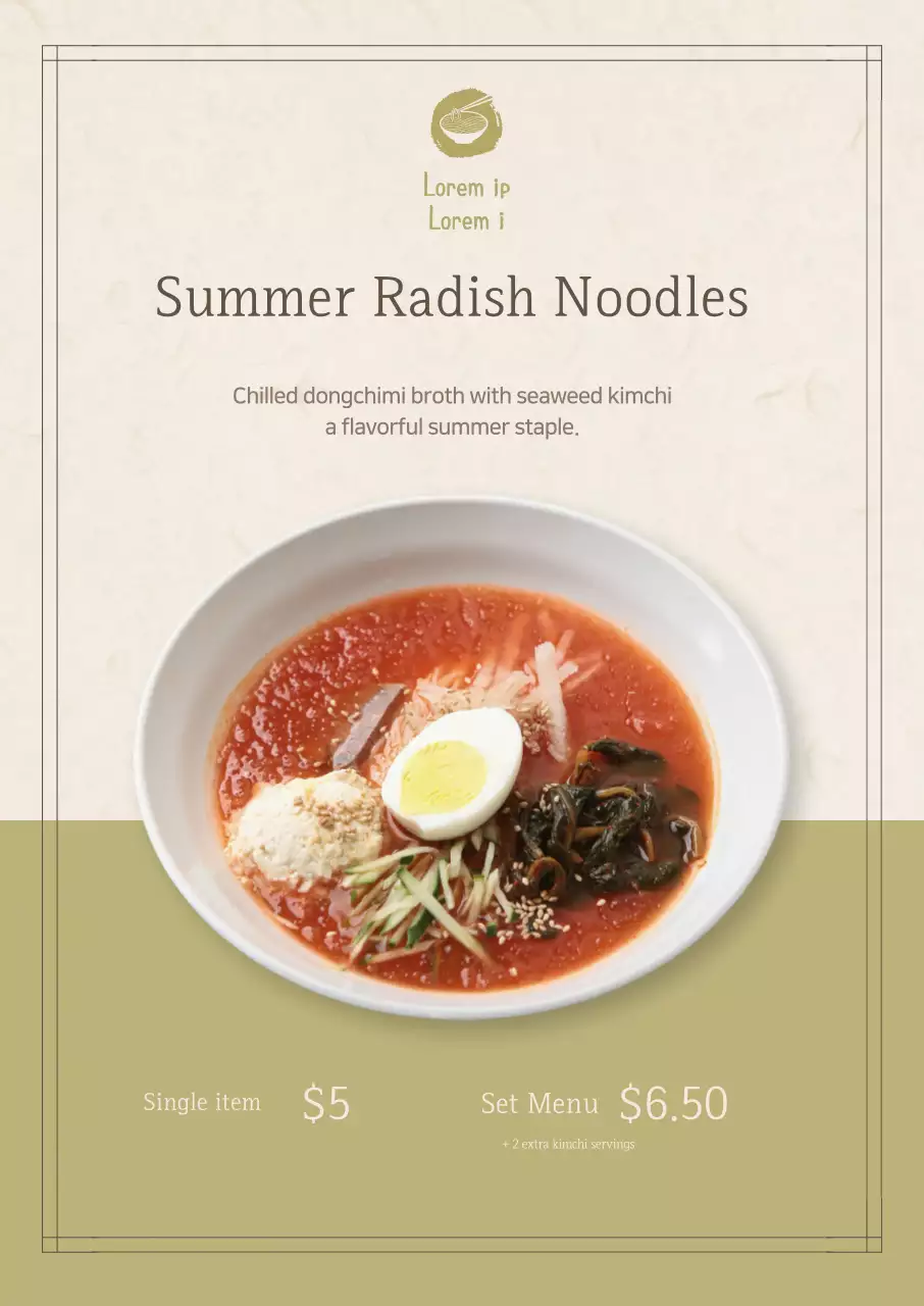 Poster thực phẩm mùa hè với màu sắc êm đềm