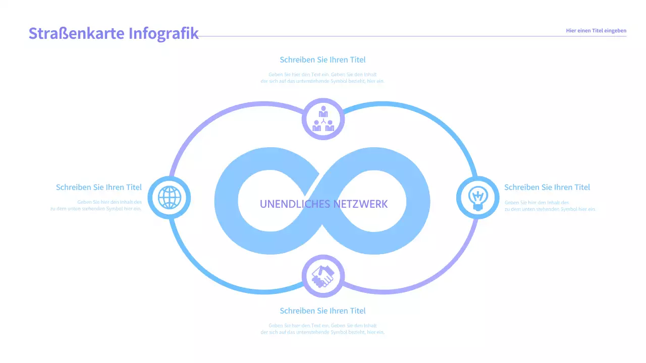 violett hellblau roadmap infographics infinity network business