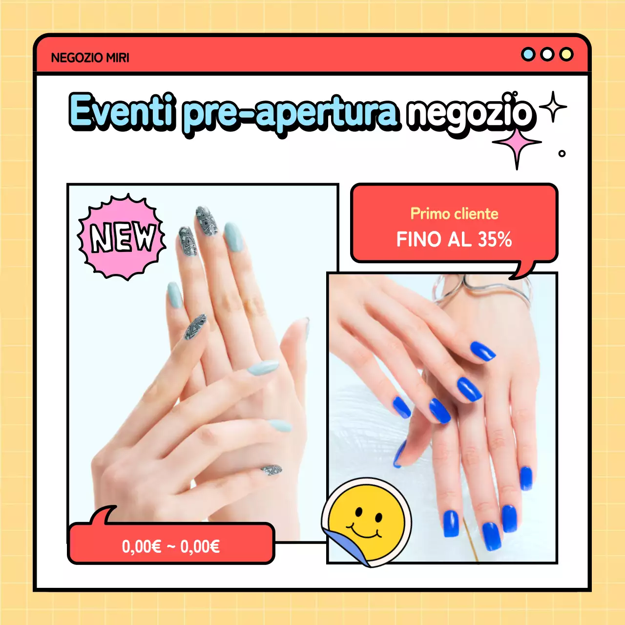 Nail art mano su sfondo giallo