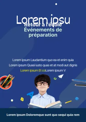 Mignon flyer bleu pour un événement en classe