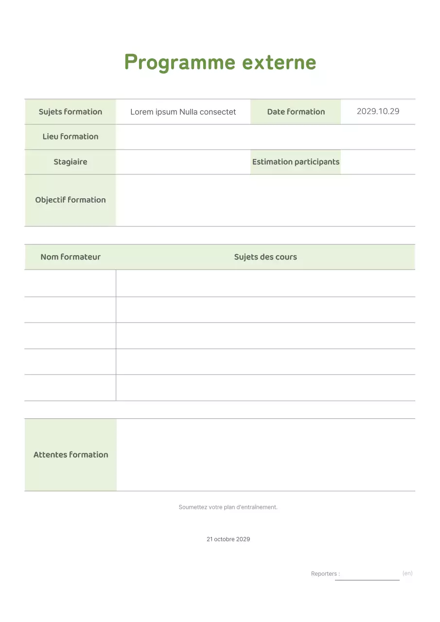 Concept normal vert lime syllabus de formation externe