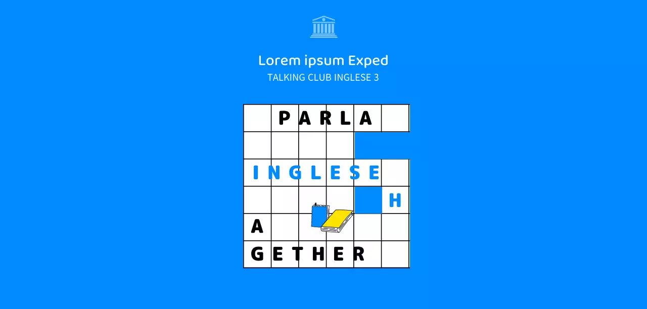 Promuovete il vostro club inglese con uno sfondo blu e un'illustrazione a righe