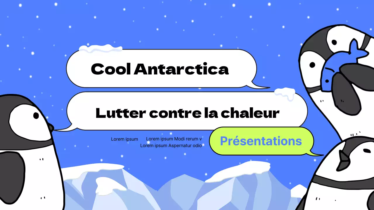 Éducation à l'Antarctique avec des éléments d'illustration de pingouins bleus