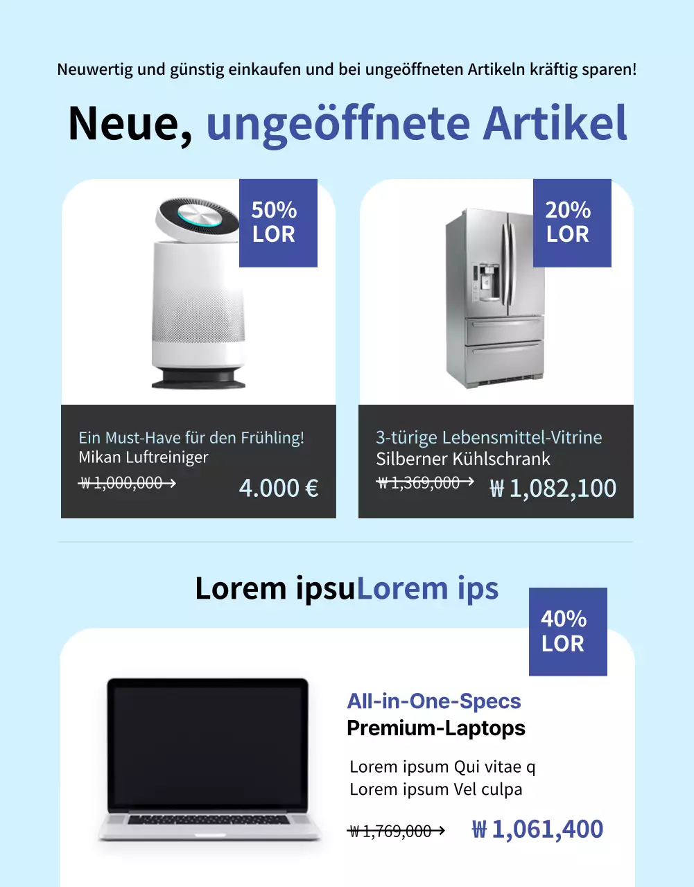 Grey and blue appliance refurbishment sale Detailseite