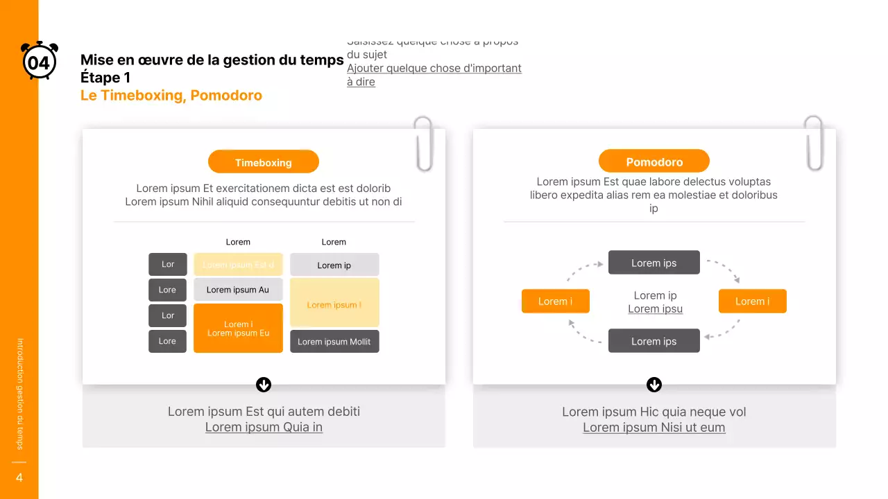 Thème de l'atelier sur la gestion du temps en orange