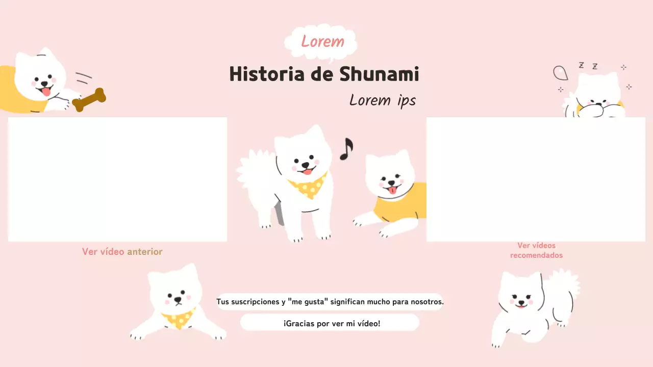 Un lindo tema de vlog de cachorros en rosa y blanco