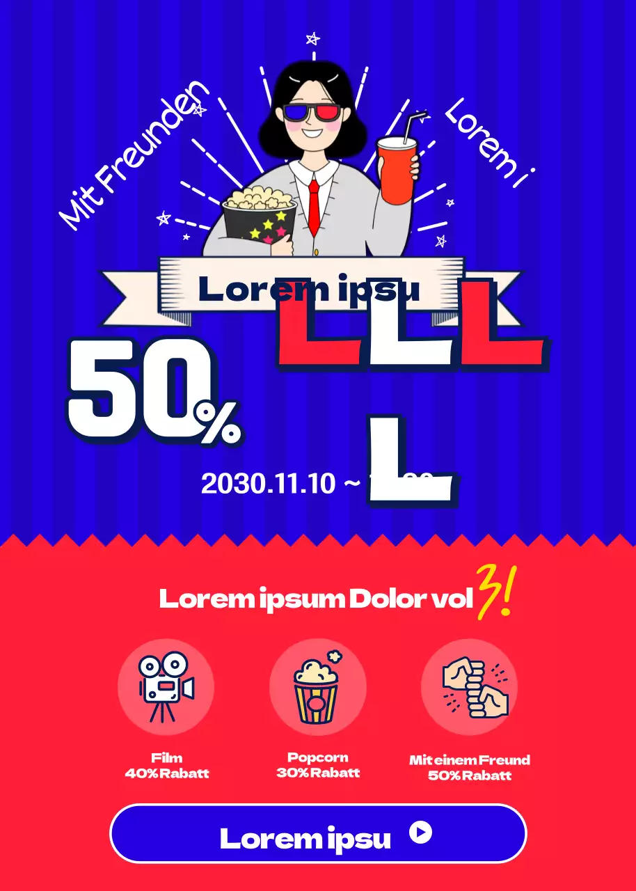 Pop-up für Studentenveranstaltungen mit blauem Hintergrund