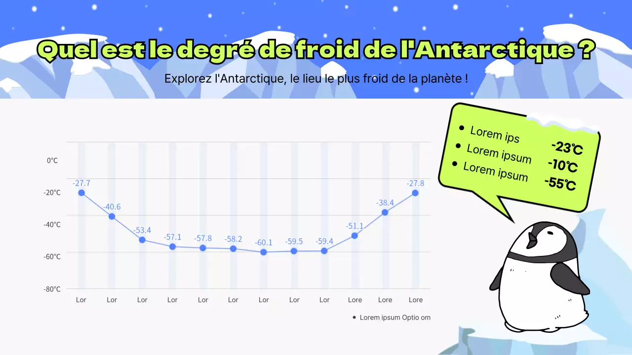 Éducation à l'Antarctique avec des éléments d'illustration de pingouins bleus