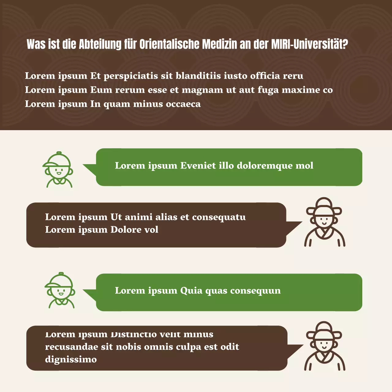 Einführung in die Chinesische Medizin Illustrationskonzept in Brauntönen