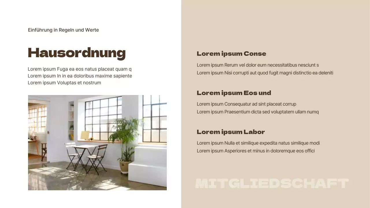 Beige und braun Wohnung Angebot Brief