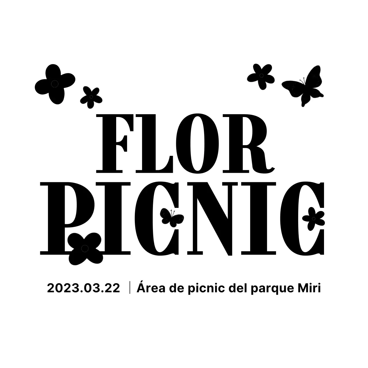 Simple y linda flor ilustración y texto estilo de diseño de combinación para promover festival de picnic