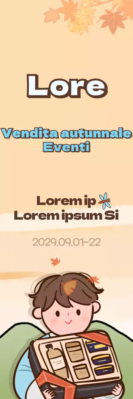 Sconto su un concetto di illustrazione autunnale animata in arancione e blu chiaro