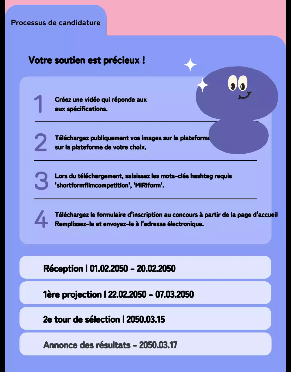 Concours de contenu court et mignon avec des formes et des illustrations colorées