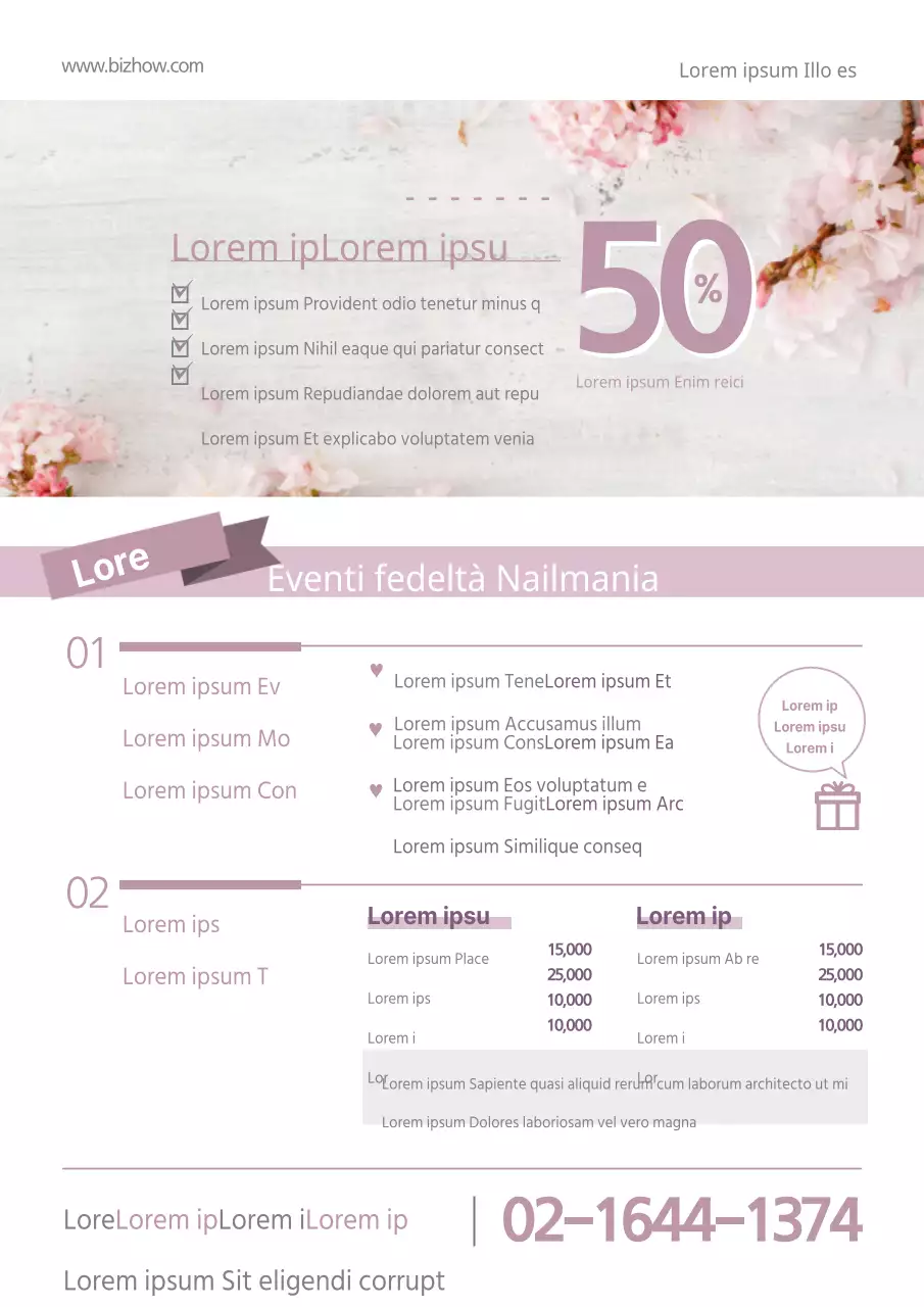 Un semplice volantino per il menu del salone per unghie in rosa.