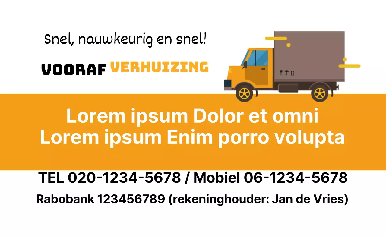 Visitekaartjes verhuisbedrijf