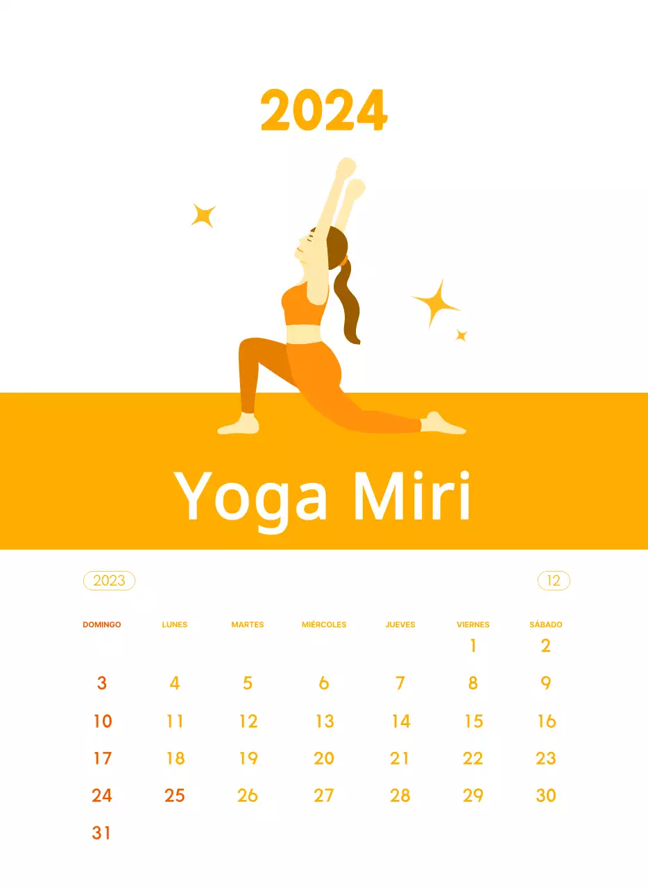 Calendarios naranjas para regalar cuando promocione su estudio de yoga