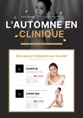 Soins de la peau, événement d'automne avec modèle féminin noir et or photo