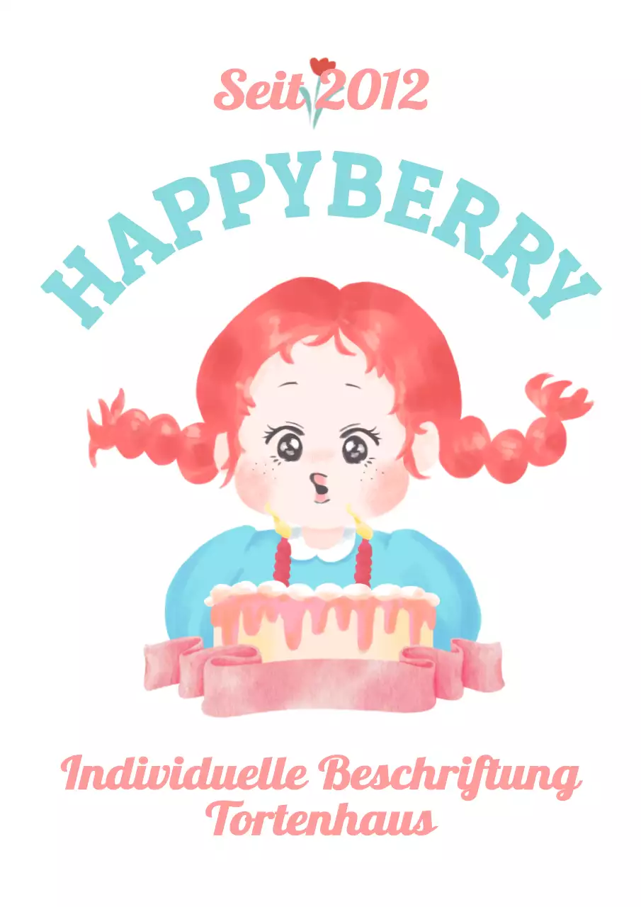 Konzept einer Aquarellzeichnung in Hellblau und Rosa für Werbung und Beschilderung für eine handgefertigte Konditorei.