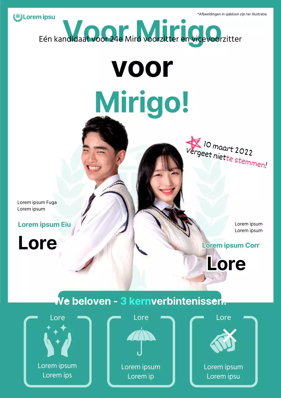 Mintkleurige webposter voor de presidentsverkiezingen