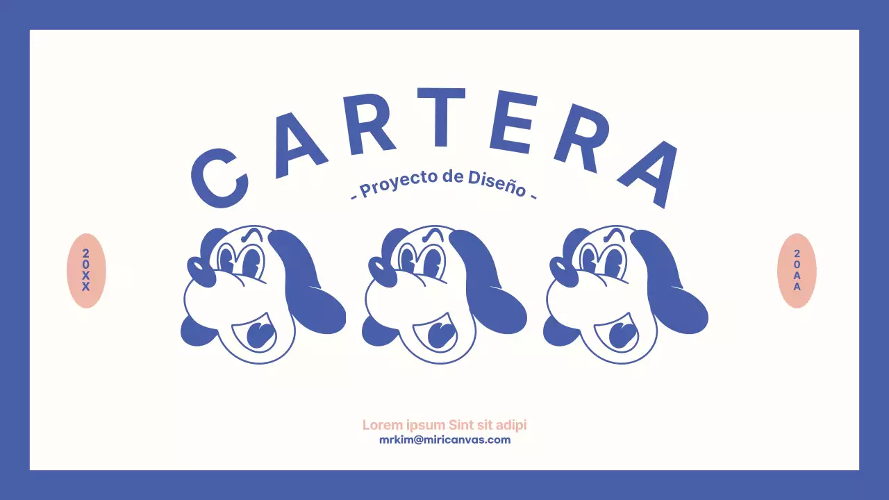 Portafolio de diseño para un concepto retro vintage en azul marino y amarillo