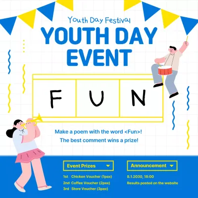 Blue Playful Festival Announcement Social Media Post