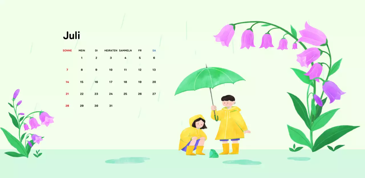 Ein warmer, illustrierter Kalender für das neue Jahr