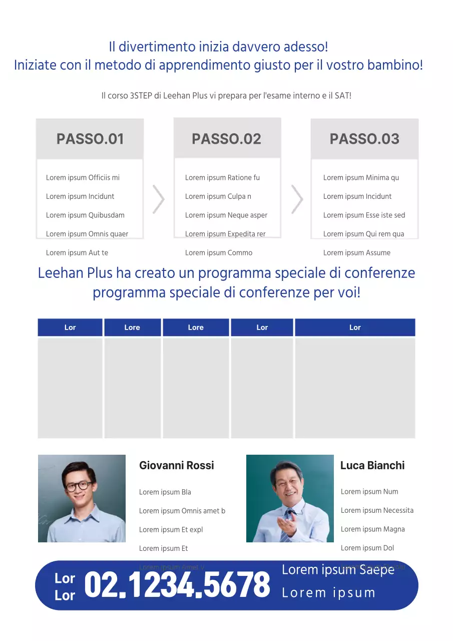 Promozione della scuola di matematica pulita con foto di insegnanti blu e grigi