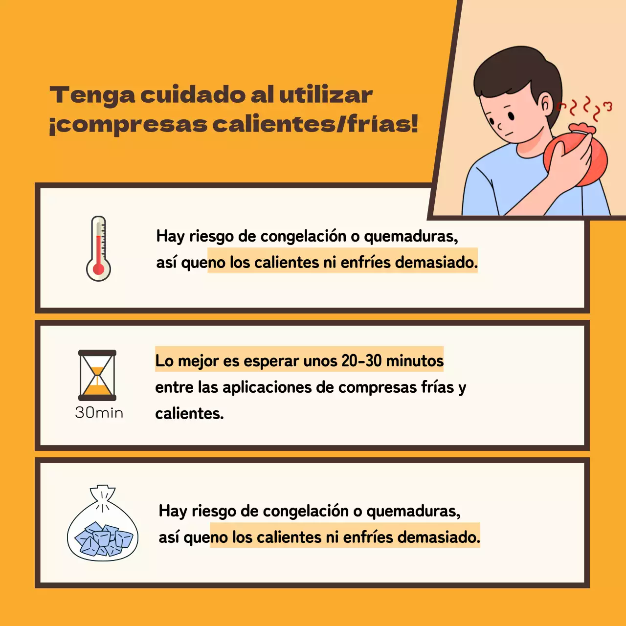 Cataplasmas contextualizados con un concepto de dibujos animados amarillos y marrones