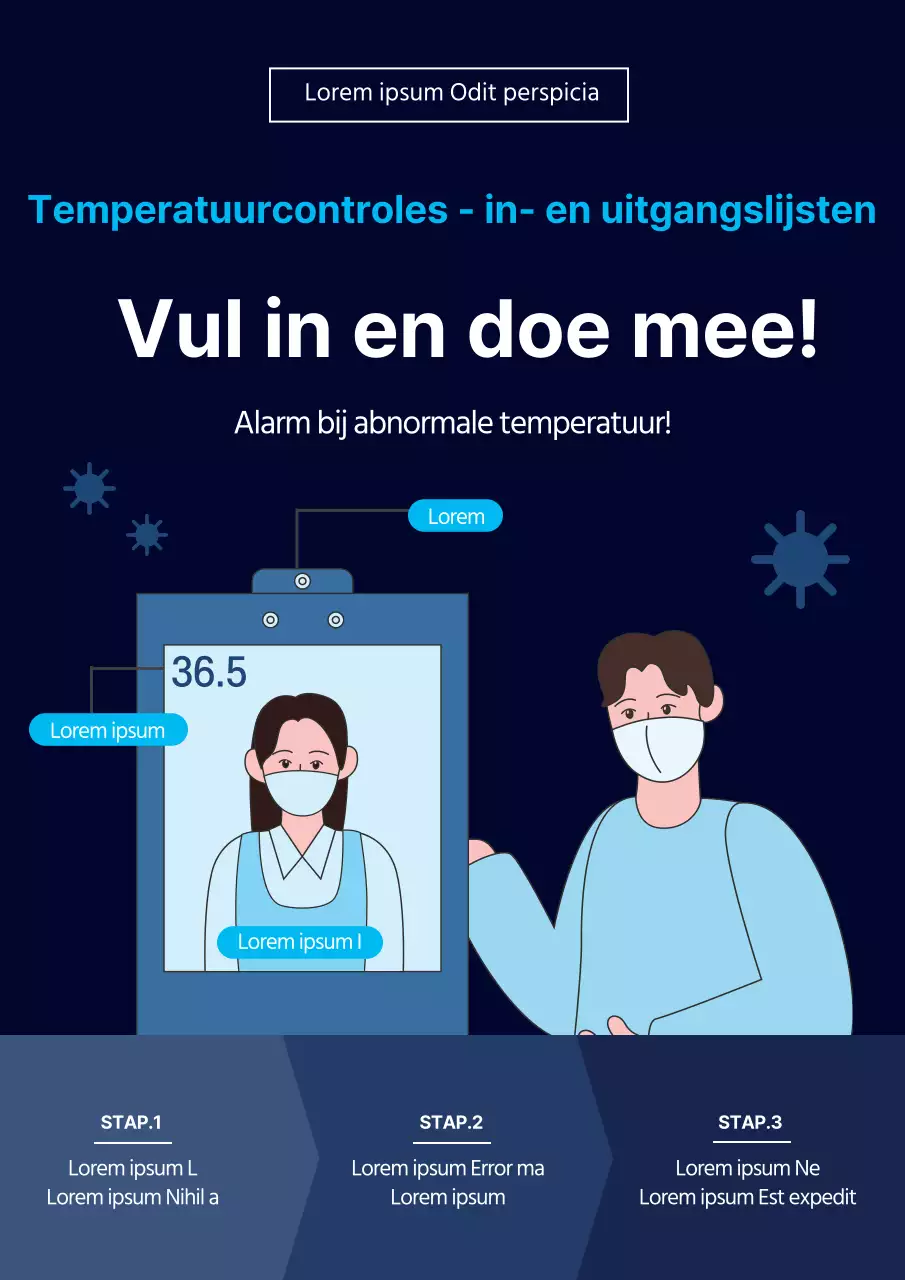 Eenvoudige blauwe geïllustreerde coronavirus preventiegids