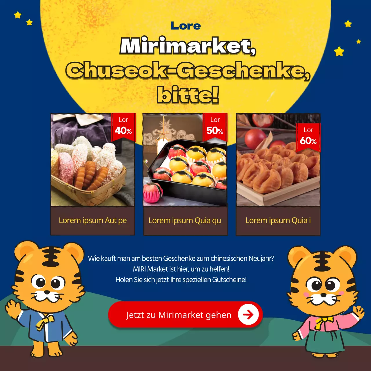 Eine unerwartete Chuseok-Geschichte mit einem niedlichen Illustrationskonzept in Marineblau und Braun
